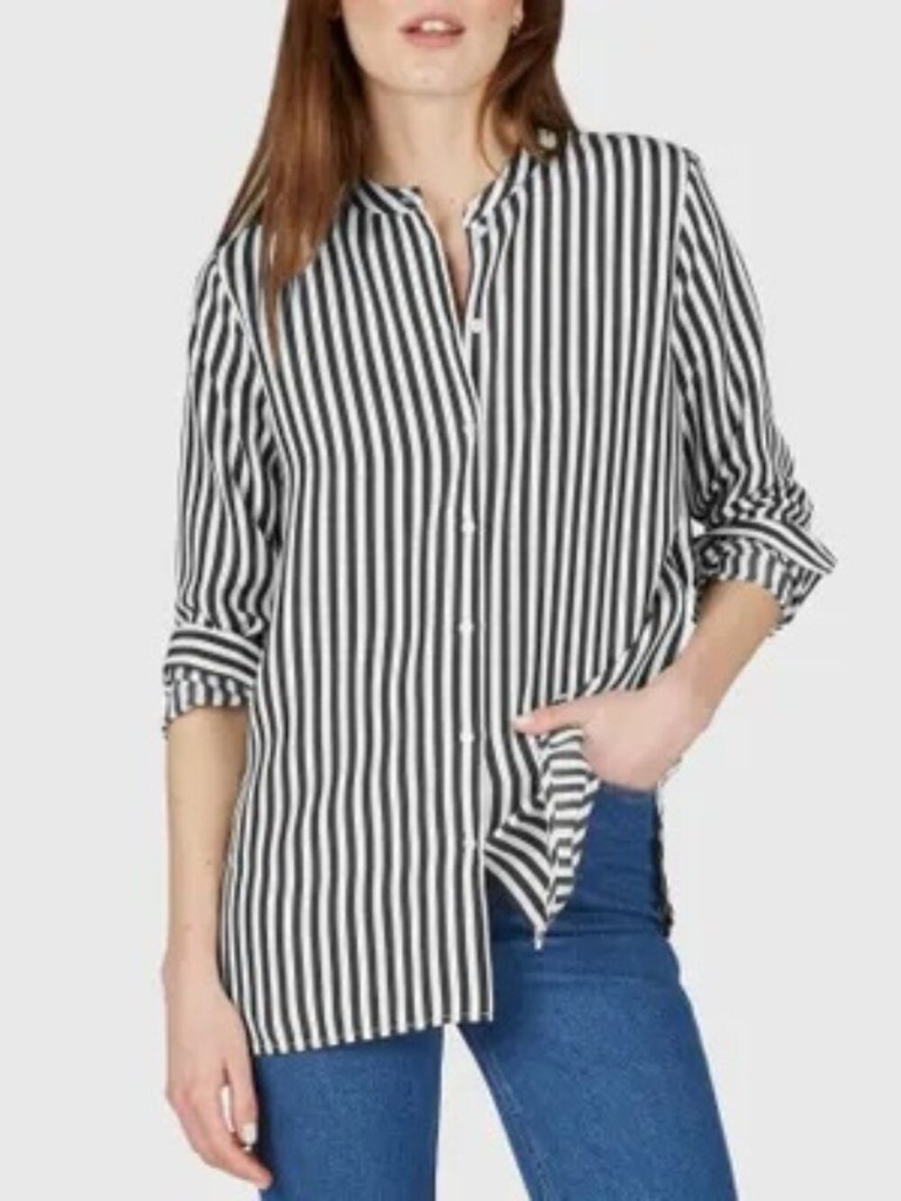 Everlane Relaxed Silk Collarless Shirt